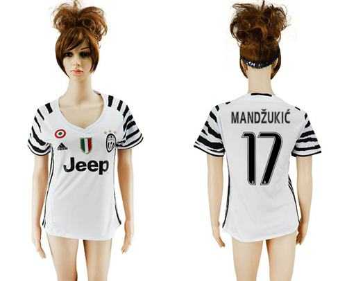 Women's Juventus #17 Mandzukic Sec Away Soccer Club Jersey