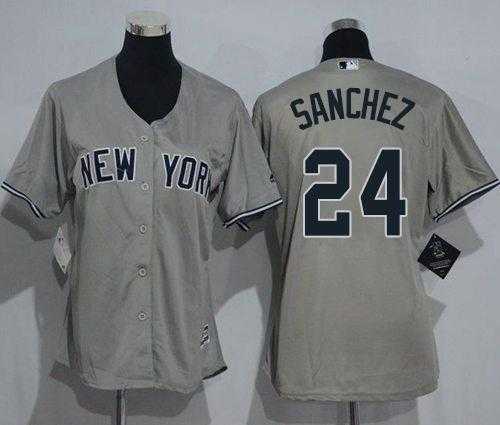 Women's New York Yankees #24 Gary Sanchez Grey Road Stitched Baseball Jersey