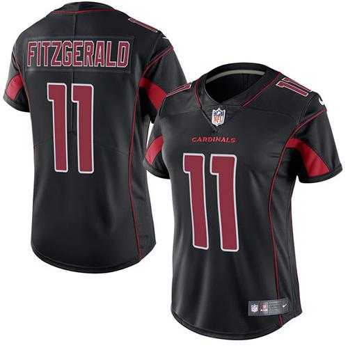 Women's Nike Arizona Cardinals #11 Larry Fitzgerald Black Stitched NFL Limited Rush Jersey