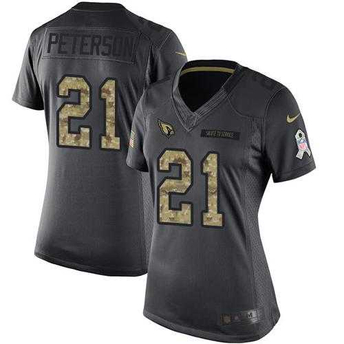 Women's Nike Arizona Cardinals #21 Patrick Peterson Anthracite Stitched NFL Limited 2016 Salute to Service Jersey