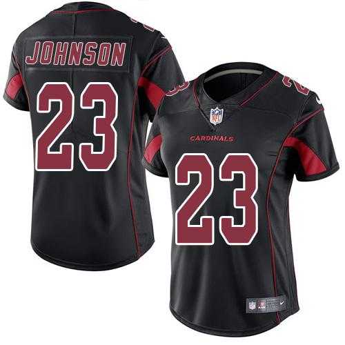 Women's Nike Arizona Cardinals #23 Chris Johnson Black Stitched NFL Limited Rush Jersey