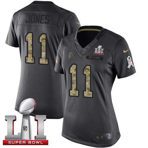 Women's Nike Atlanta Falcons #11 Julio Jones Black Super Bowl LI 51 Stitched NFL Limited 2016 Salute to Service Jersey