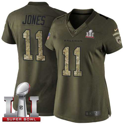 Women's Nike Atlanta Falcons #11 Julio Jones Green Super Bowl LI 51 Stitched NFL Limited Salute to Service Jersey