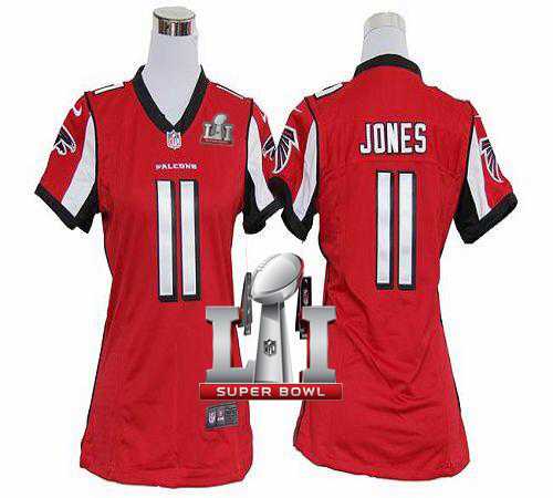 Women's Nike Atlanta Falcons #11 Julio Jones Red Team Color Super Bowl LI 51 Stitched NFL Elite Jersey