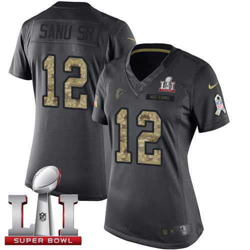 Women's Nike Atlanta Falcons #12 Mohamed Sanu Sr Black Super Bowl LI 51 Stitched NFL Limited 2016 Salute to Service Jersey