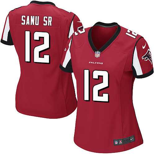 Women's Nike Atlanta Falcons #12 Mohamed Sanu Sr Red Team Color Stitched NFL Elite Jersey