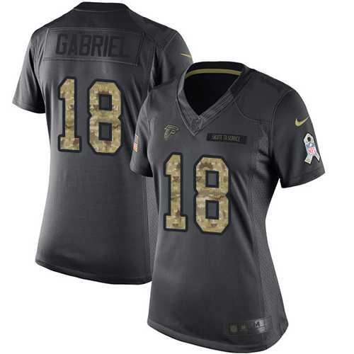 Women's Nike Atlanta Falcons #18 Taylor Gabriel Black Stitched NFL Limited 2016 Salute to Service Jersey