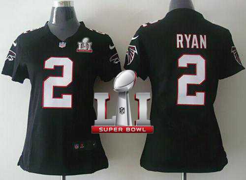 Women's Nike Atlanta Falcons #2 Matt Ryan Black Alternate Super Bowl LI 51 Stitched NFL Elite Jersey