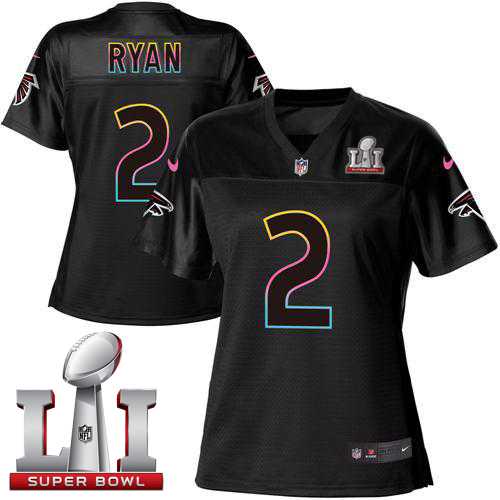 Women's Nike Atlanta Falcons #2 Matt Ryan Black Super Bowl LI 51 NFL Fashion Game Jersey