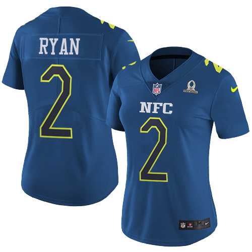 Women's Nike Atlanta Falcons #2 Matt Ryan Navy Stitched NFL Limited NFC 2017 Pro Bowl Jersey