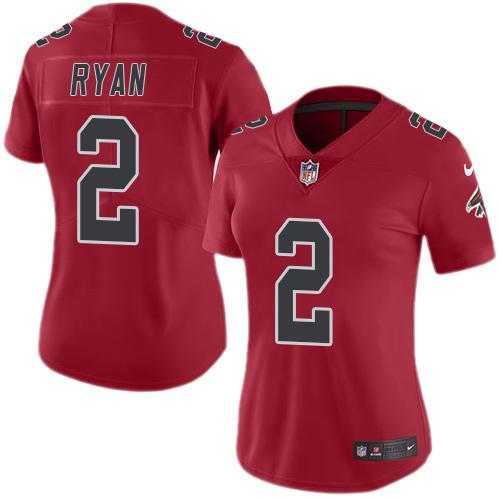 Women's Nike Atlanta Falcons #2 Matt Ryan Red Stitched NFL Limited Rush Jersey
