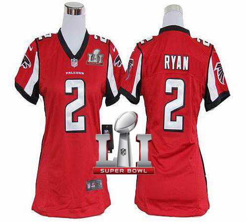 Women's Nike Atlanta Falcons #2 Matt Ryan Red Team Color Super Bowl LI 51 Stitched NFL Elite Jersey