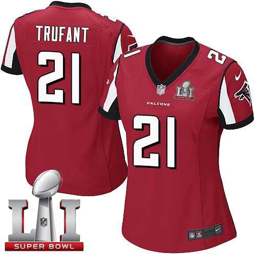 Women's Nike Atlanta Falcons #21 Desmond Trufant Red Team Color Super Bowl LI 51 Stitched NFL Elite Jersey