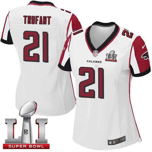 Women's Nike Atlanta Falcons #21 Desmond Trufant White Super Bowl LI 51 Stitched NFL Elite Jersey