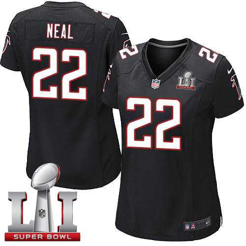 Women's Nike Atlanta Falcons #22 Keanu Neal Black Alternate Super Bowl LI 51 Stitched NFL Elite Jersey