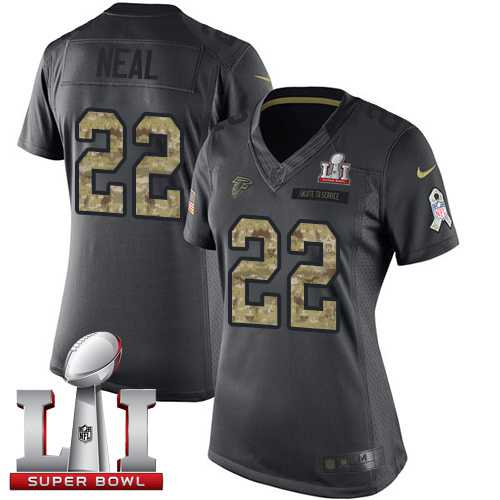 Women's Nike Atlanta Falcons #22 Keanu Neal Black Super Bowl LI 51 Stitched NFL Limited 2016 Salute to Service Jersey