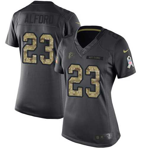 Women's Nike Atlanta Falcons #23 Robert Alford Black Stitched NFL Limited 2016 Salute to Service Jersey