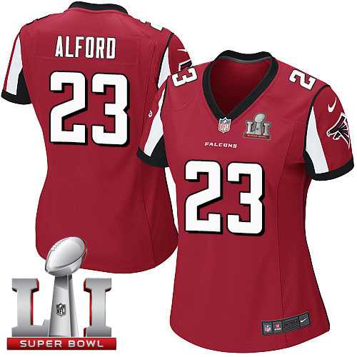 Women's Nike Atlanta Falcons #23 Robert Alford Red Team Color Super Bowl LI 51 Stitched NFL Elite Jersey