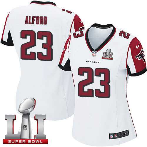 Women's Nike Atlanta Falcons #23 Robert Alford White Super Bowl LI 51 Stitched NFL Elite Jersey