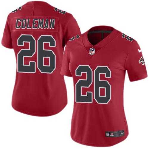 Women's Nike Atlanta Falcons #26 Tevin Coleman Red Stitched NFL Limited Rush Jersey