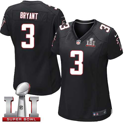 Women's Nike Atlanta Falcons #3 Matt Bryant Black Alternate Super Bowl LI 51 Stitched NFL Elite Jersey