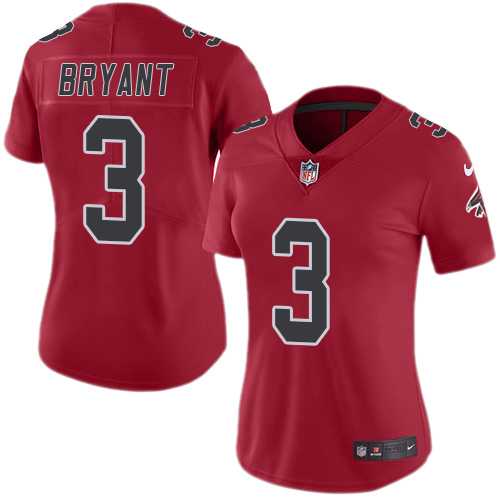 Women's Nike Atlanta Falcons #3 Matt Bryant Red Stitched NFL Limited Rush Jersey