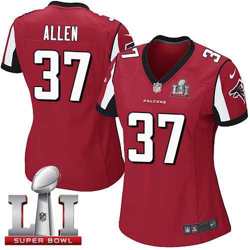 Women's Nike Atlanta Falcons #37 Ricardo Allen Red Team Color Super Bowl LI 51 Stitched NFL Elite Jersey