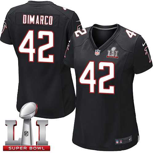 Women's Nike Atlanta Falcons #42 Patrick DiMarco Black Alternate Super Bowl LI 51 Stitched NFL Elite Jersey