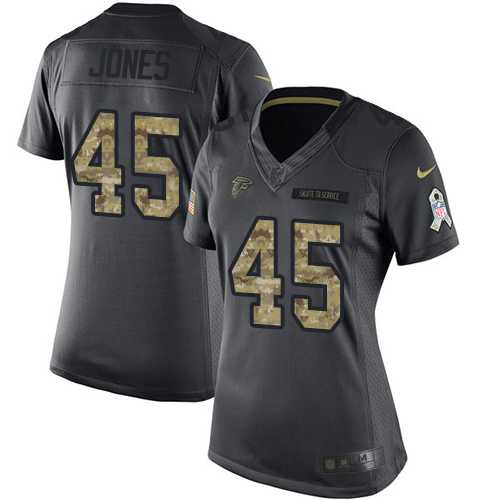 Women's Nike Atlanta Falcons #45 Deion Jones Black Stitched NFL Limited 2016 Salute to Service Jersey