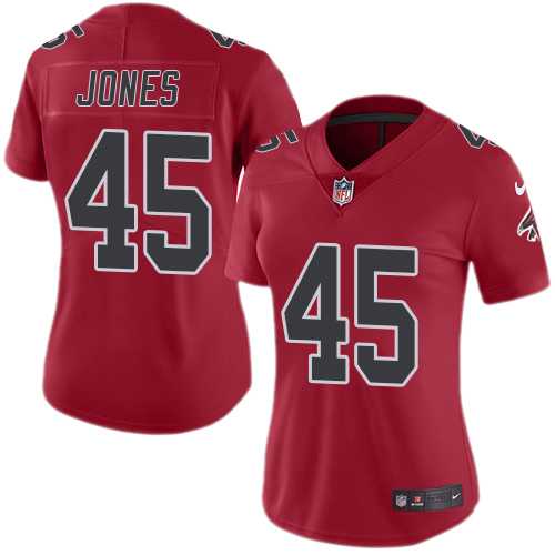 Women's Nike Atlanta Falcons #45 Deion Jones Red Stitched NFL Limited Rush Jersey
