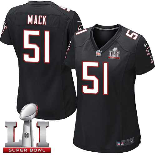 Women's Nike Atlanta Falcons #51 Alex Mack Black Alternate Super Bowl LI 51 Stitched NFL Elite Jersey