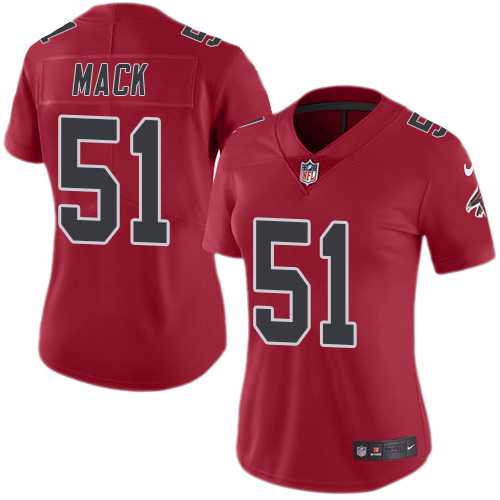 Women's Nike Atlanta Falcons #51 Alex Mack Red Stitched NFL Limited Rush Jersey