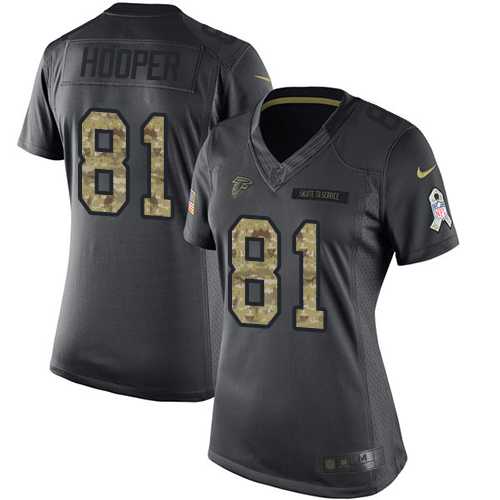 Women's Nike Atlanta Falcons #81 Austin Hooper Black Stitched NFL Limited 2016 Salute to Service Jersey