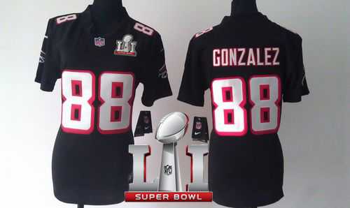 Women's Nike Atlanta Falcons #88 Tony Gonzalez Black Alternate Super Bowl LI 51 Stitched NFL Elite Jersey
