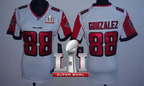 Women's Nike Atlanta Falcons #88 Tony Gonzalez White Super Bowl LI 51 Stitched NFL Elite Jersey