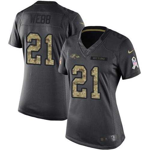 Women's Nike Baltimore Ravens #21 Lardarius Webb Anthracite Stitched NFL Limited 2016 Salute to Service Jersey