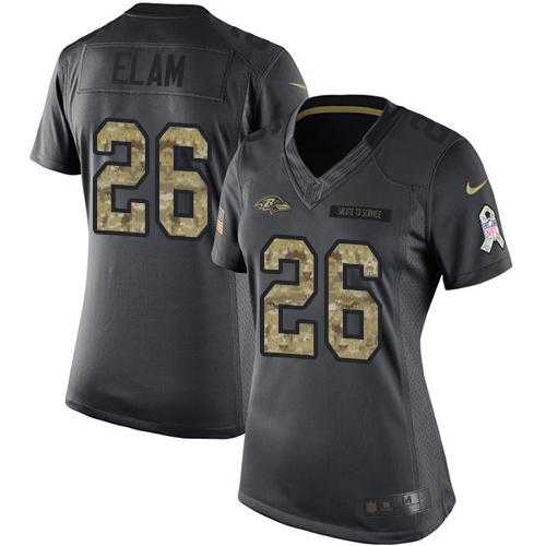 Women's Nike Baltimore Ravens #26 Matt Elam Anthracite Stitched NFL Limited 2016 Salute to Service Jersey
