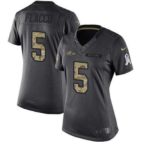 Women's Nike Baltimore Ravens #5 Joe Flacco Anthracite Stitched NFL Limited 2016 Salute to Service Jersey
