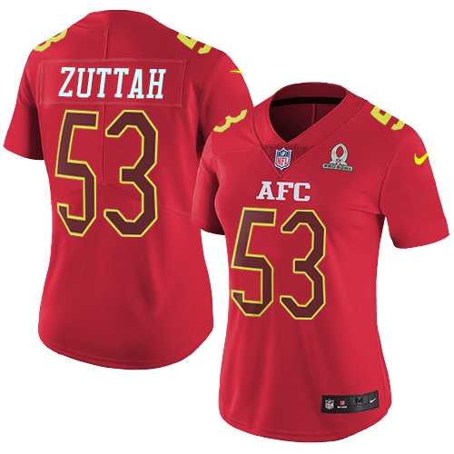 Women's Nike Baltimore Ravens #53 Jeremy Zuttah Red Stitched NFL Limited AFC 2017 Pro Bowl Jersey