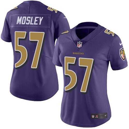 Women's Nike Baltimore Ravens #57 C.J. Mosley Purple Stitched NFL Limited Rush Jersey