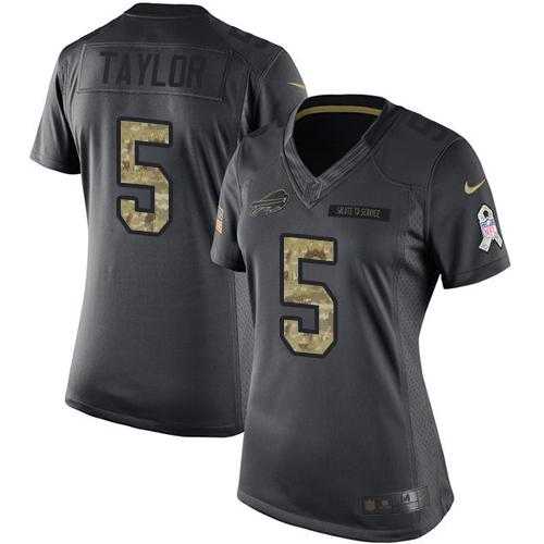 Women's Nike Buffalo Bills #5 Tyrod Taylor Anthracite Stitched NFL Limited 2016 Salute to Service Jersey