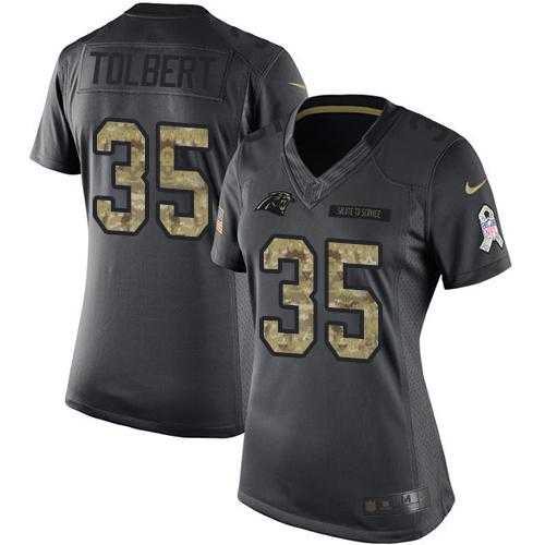 Women's Nike Carolina Panthers #35 Mike Tolbert Anthracite Stitched NFL Limited 2016 Salute to Service Jersey