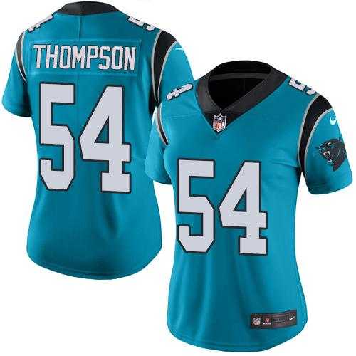 Women's Nike Carolina Panthers #54 Shaq Thompson Blue Stitched NFL Limited Rush Jersey