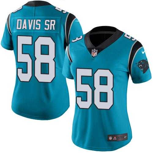 Women's Nike Carolina Panthers #58 Thomas Davis Sr Blue Stitched NFL Limited Rush Jersey