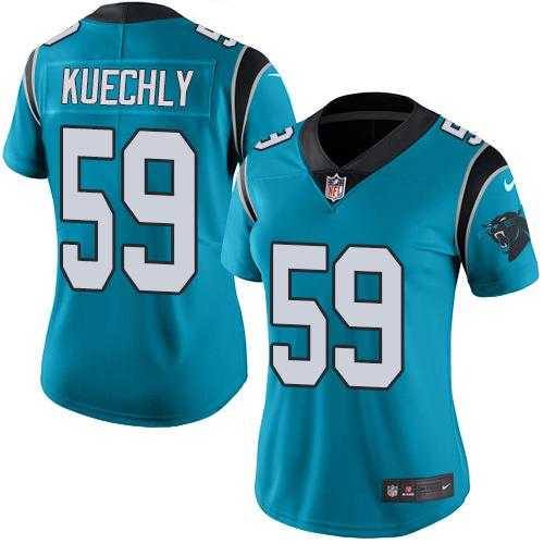 Women's Nike Carolina Panthers #59 Luke Kuechly Blue Stitched NFL Limited Rush Jersey