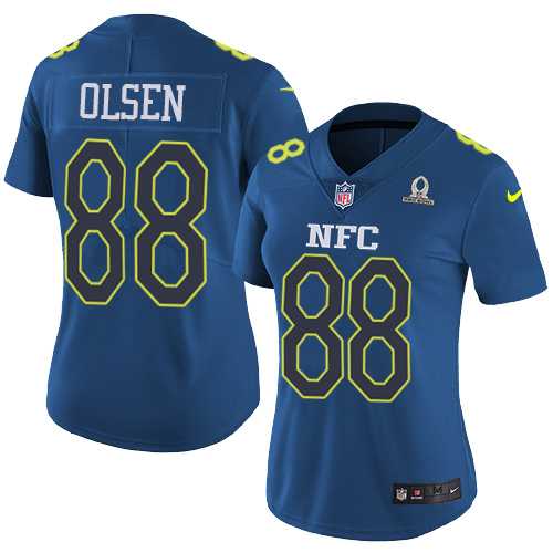 Women's Nike Carolina Panthers #88 Greg Olsen Navy Stitched NFL Limited NFC 2017 Pro Bowl Jersey