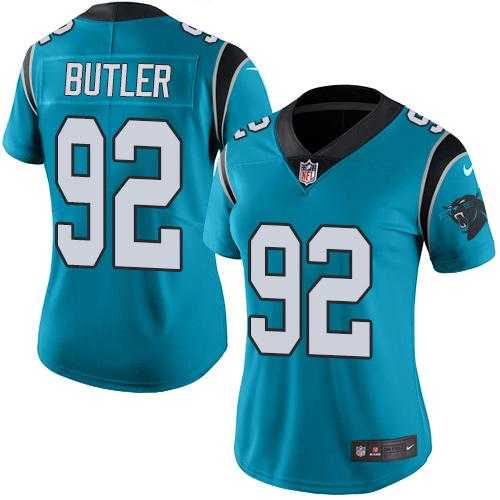 Women's Nike Carolina Panthers #92 Vernon Butler Blue Stitched NFL Limited Rush Jersey