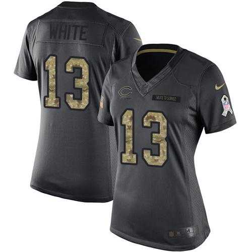 Women's Nike Chicago Bears #13 Kevin White Anthracite Stitched NFL Limited 2016 Salute to Service Jersey