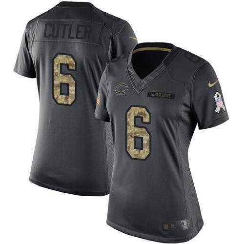 Women's Nike Chicago Bears #6 Jay Cutler Anthracite Stitched NFL Limited 2016 Salute to Service Jersey