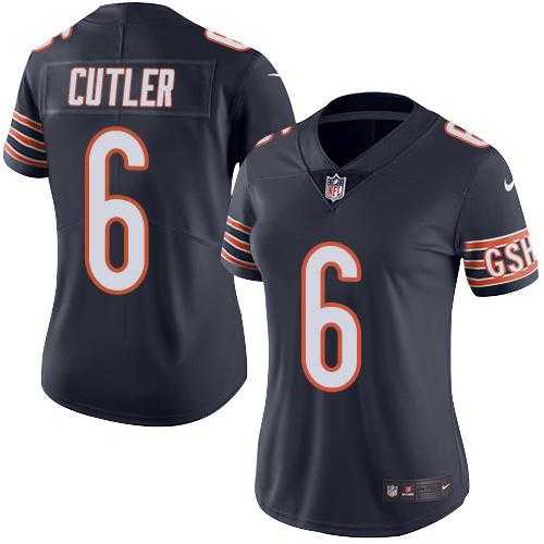 Women's Nike Chicago Bears #6 Jay Cutler Navy Blue Stitched NFL Limited Rush Jersey